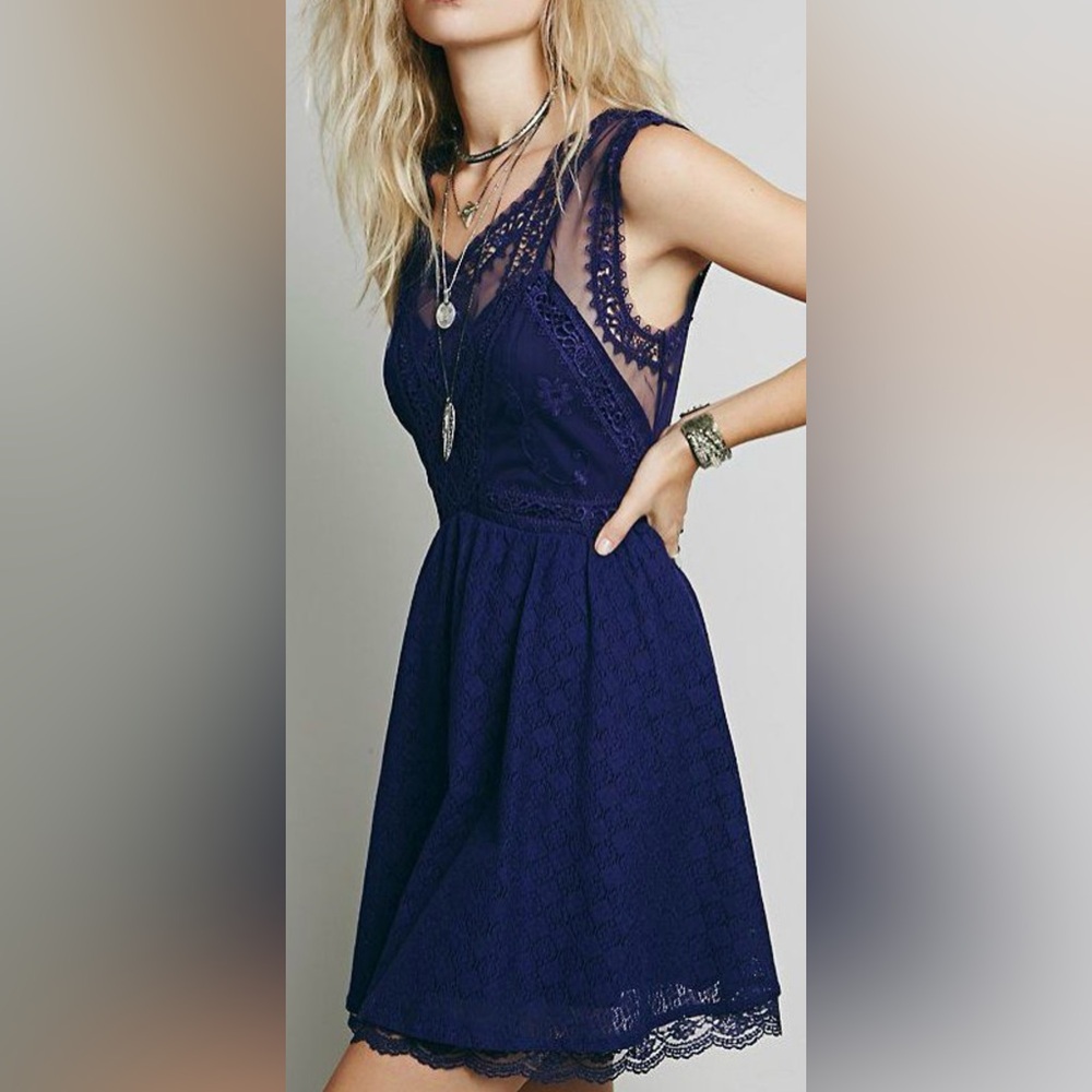 Free People purple lace mesh mini dress - Picture 2 of 11